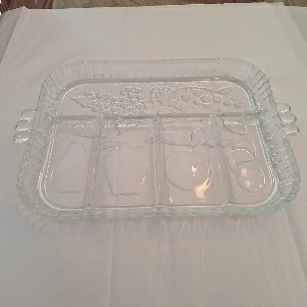 Vintage Indiana Glass Vintage Crystal Happenings 5-Part Relish Tray 60s No. 3678